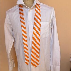Classic White with Orange Striped Tie